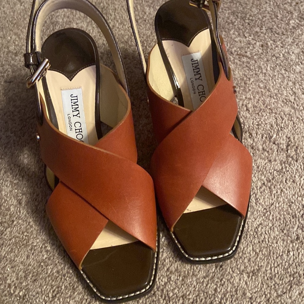 Jimmy Choo leather Sandals with wood heels size 38